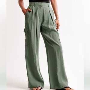 Drapey tailored olive green cargo pants from Abercrombie